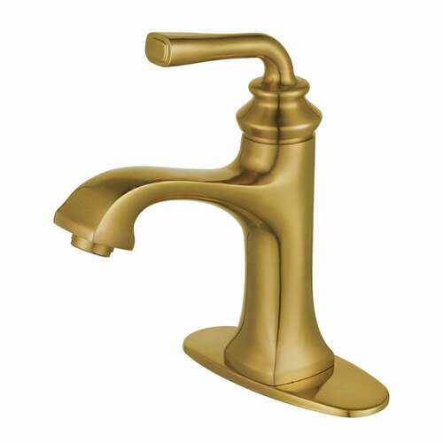 Kingston Brass LS4423RXL Restoration One-Handle Bathroom Faucet with Deck Plate, Brushed Brass