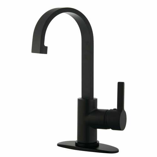 Kingston Brass LS8210CTL Continental Matte Black One-Handle Bathroom Faucet with Deck Plate Drain