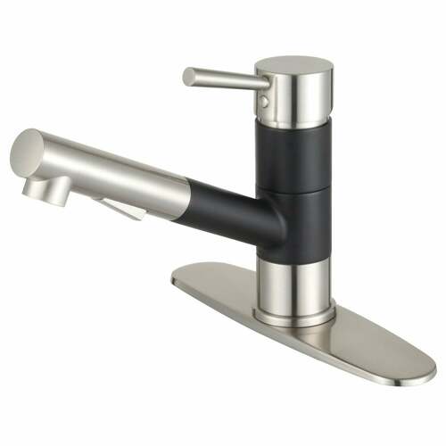 Kingston Brass LS8409DL Gourmetier Concord Single-Handle Pull-Out Kitchen Faucet, Matte Black/Nickel