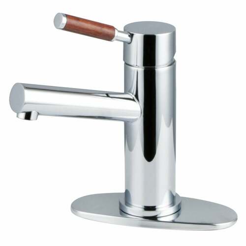Kingston Brass LS8421DWL Wellington Single-Hole Bathroom Faucet with Deck Plate, Polished Chrome