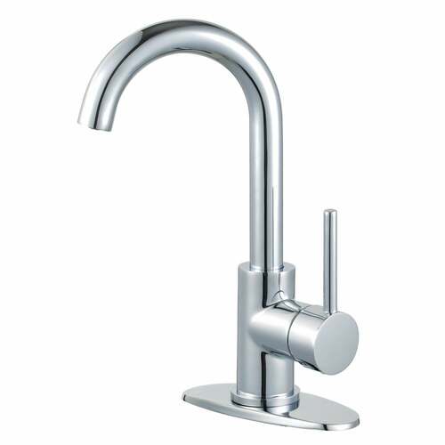 Kingston Brass LS8431DL Concord Single-Hole Bathroom Faucet with Deck Plate Pop-Up Drain, Chrome