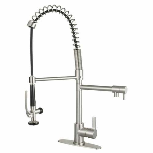 Kingston Brass LS8508CTL Gourmetier Continental Single-Handle Pre-Rinse Kitchen Faucet, Brushed Nickel