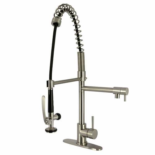 Kingston Brass LS8508DL Concord Single-Handle Deck-Mount Kitchen Faucet with Pot Filler, Nickel