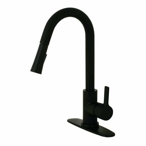 Kingston Brass LS8680CTL Gourmetier Continental Matte Black Single-Handle Pull-Down Kitchen Faucet