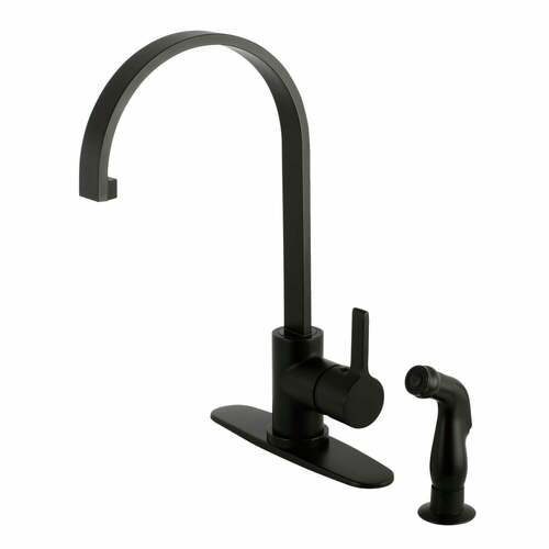 Kingston Brass LS8710CTLSP Gourmetier Matte Black Single-Handle Kitchen Faucet with Side Sprayer
