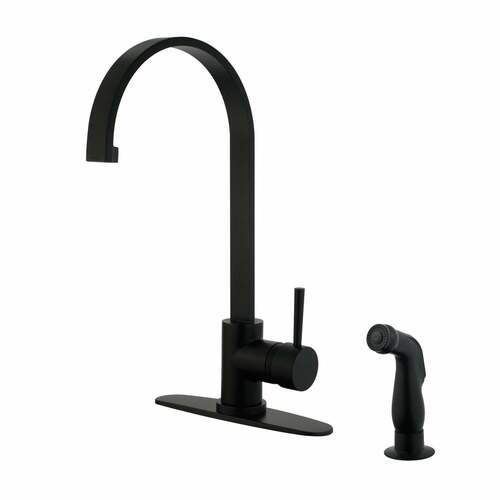 Kingston Brass LS8710DLSP Gourmetier Concord Matte Black Single-Handle Kitchen Faucet with Sprayer