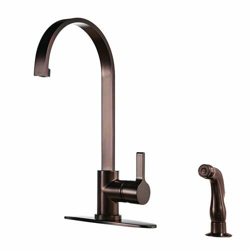 Kingston Brass LS8715CTLSP Gourmetier Continental Single-Handle Kitchen Faucet with Side Sprayer, Bronze