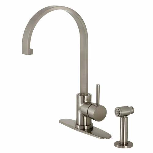 Kingston Brass LS8718DLBS Concord Brushed Nickel Single-Handle Kitchen Faucet with Side Sprayer