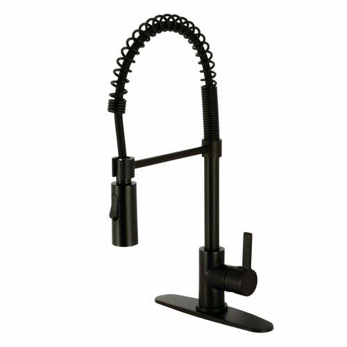 Kingston Brass LS8770CTL Gourmetier Continental Single-Handle Pre-Rinse Kitchen Faucet, Matte Black