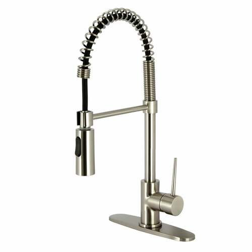 Kingston Brass LS8778NYL Gourmetier New York Single-Handle Pre-Rinse Kitchen Faucet, Brushed Nickel