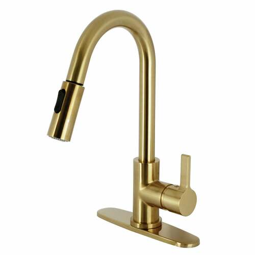 Kingston Brass LS8783CTL Gourmetier Continental Pull-Down Kitchen Faucet, Brushed Brass