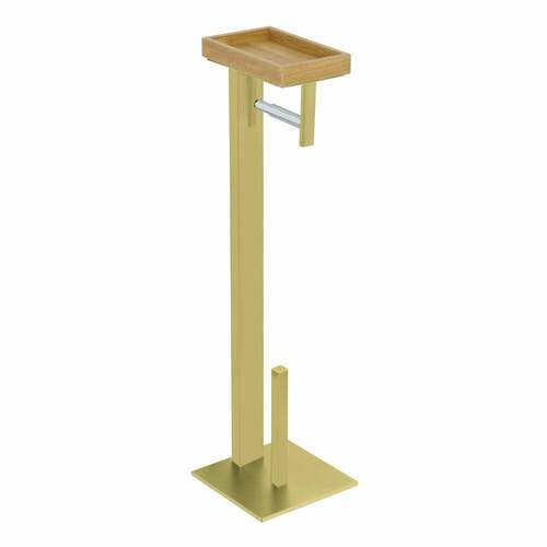 Kingston Brass SCC8507 Edenscape Freestanding Toilet Paper Holder with Shelf, Brushed Brass