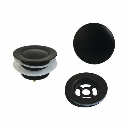 Kingston Brass VTDETRIM0 Trimscape Matte Black Toe Touch Tub Drain Trim Kit with Overflow