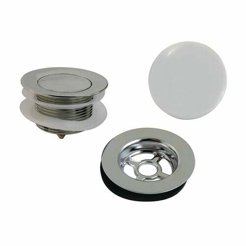 Kingston Brass VTDETRIM1 Trimscape Polished Chrome Toe Touch Tub Drain Trim Kit with Overflow