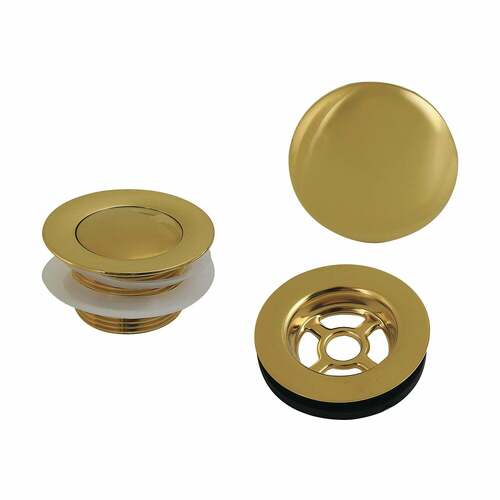 Kingston Brass VTDETRIM7 Trimscape Brushed Brass Toe Touch Tub Drain Kit with Overflow Plate
