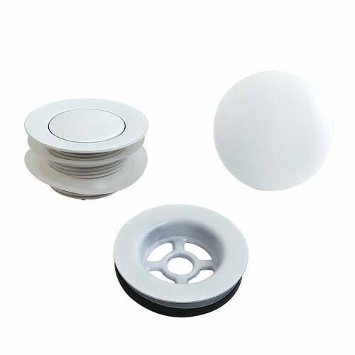 Kingston Brass VTDETRIMWH Trimscape White Toe Touch Tub Drain Trim Kit with Overflow Plate