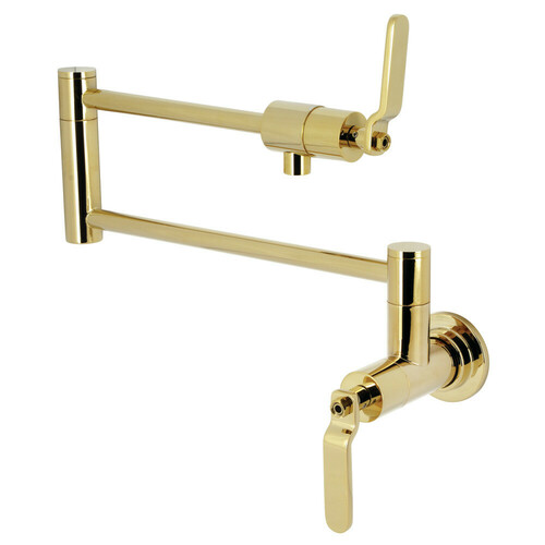 Kingston Brass KS4102KL Whitaker Wall-Mount Pot Filler Faucet in Polished Brass