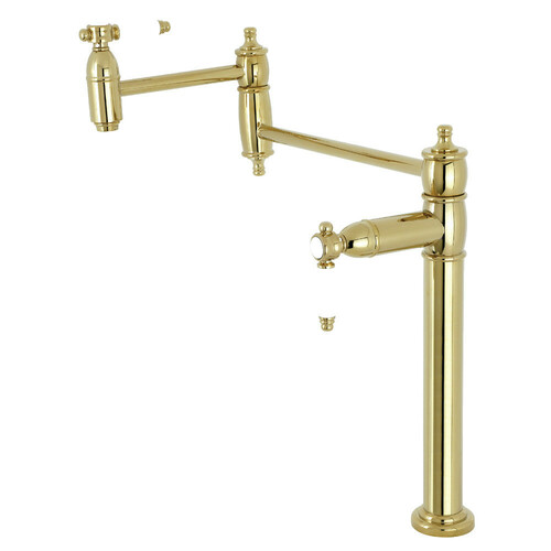Kingston Brass KS3702BPL Bel-Air Polished Brass Deck Mount Pot Filler Faucet