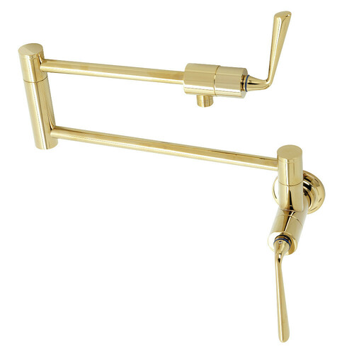 Kingston Brass KS4102ZL Silver Sage Wall-Mount Pot Filler Faucet, Polished Brass
