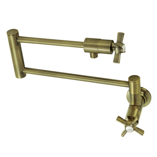 Kingston Brass KS4103ZX Millennium Wall-Mount Pot Filler Faucet, Antique Brass