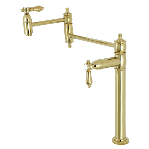 Kingston Brass KS3702BAL Heirloom Polished Brass Deck Mount Pot Filler Faucet