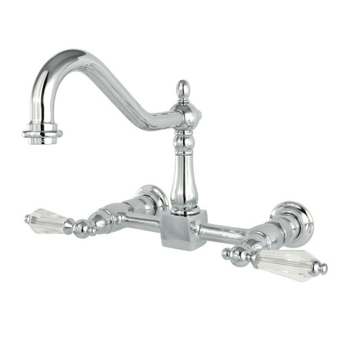 Kingston Brass KS1241WLL Wilshire Double-Handle Wall-Mount Kitchen Faucet, Polished Chrome
