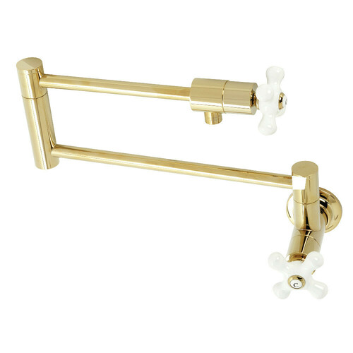 Kingston Brass KS4102PX Metropolitan Wall-Mount Pot Filler Faucet, Polished Brass
