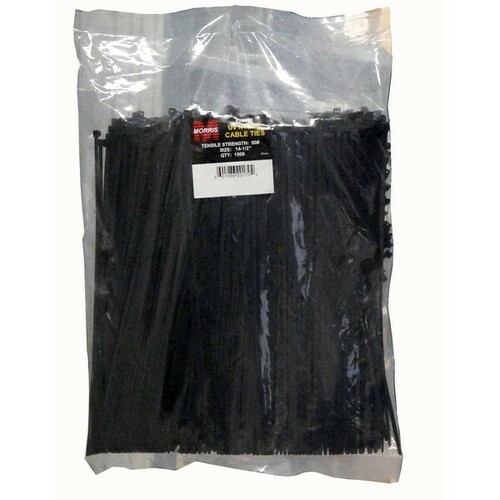 Morris 20170 UV-Safe Black Nylon Cable Ties Bulk Pack for Outdoor Use