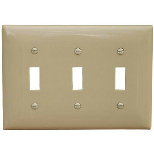 Morris 81755 3 Gang Wall Plate for Midsize Toggle Switch - Abrasion Resistant