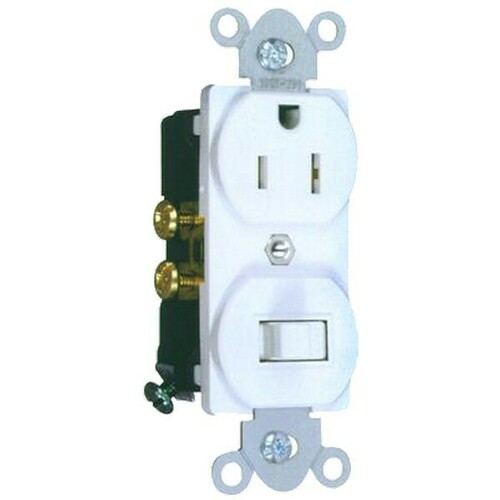 Morris 82176 15A-120V Single Pole Toggle Switch Receptacle - White