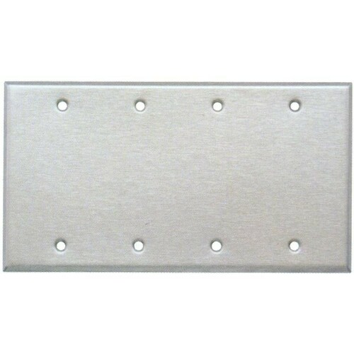 Morris 83340 430 Stainless Steel 4 Gang Blank Wall Plates - Large Tough