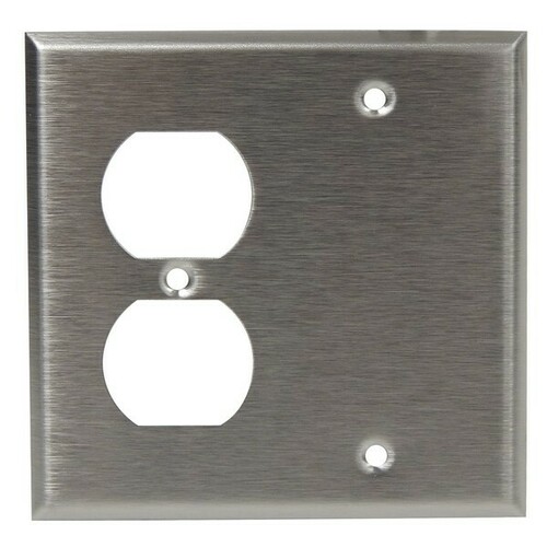 Morris 83540 Classic 430 Stainless Steel Wall Plates - 2 Gang, 1 Duplex, 1 Blank