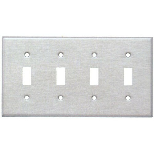 Morris 83814 304 Stainless Steel 4 Gang Toggle Switch Wall Plate for Commercial/Residential