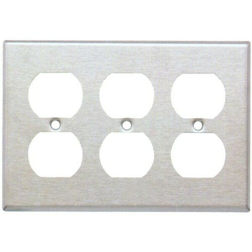 Morris 83833 304 Stainless Steel 3 Gang Duplex Wall Plate for Commercial/Residential