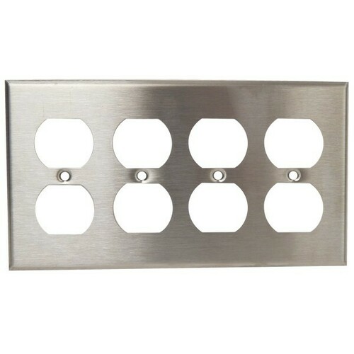 Morris 83834 304 Stainless Steel 4 Gang Duplex Wall Plate for Commercial/Residential Use