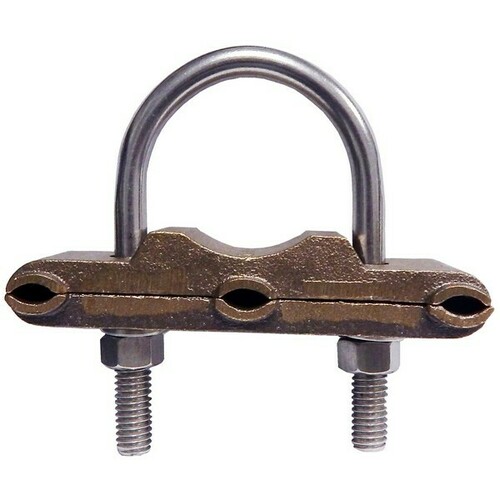 Morris 91767 U Bolt Copper Ground Clamp for 3 Conductors Water Pipe Bonding
