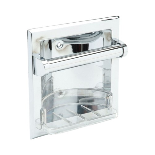 Pamex BC2CP-64 Deep RECESSED Soap Holder and Grab, Polished Chrome