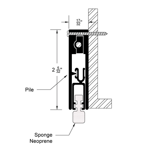 Reese 320BLK-36 Automatic Door Bottom, Black Anodized Aluminum - Neoprene
