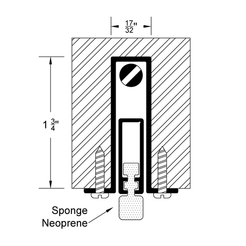 Reese 370A-36 Automatic Door Bottom, Mill Aluminum - Neoprene