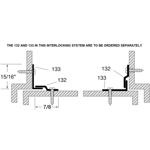 Reese 132C Interlock Weatherstrip, Clear Anodized Aluminum, 36