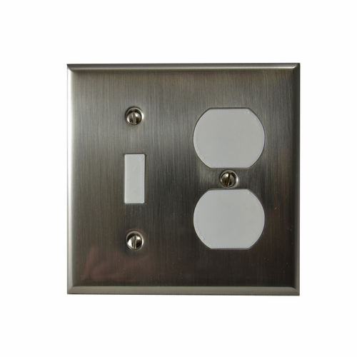 Residential Essentials 10827SN Double Sw Re Switch Plate, Satin Nickel