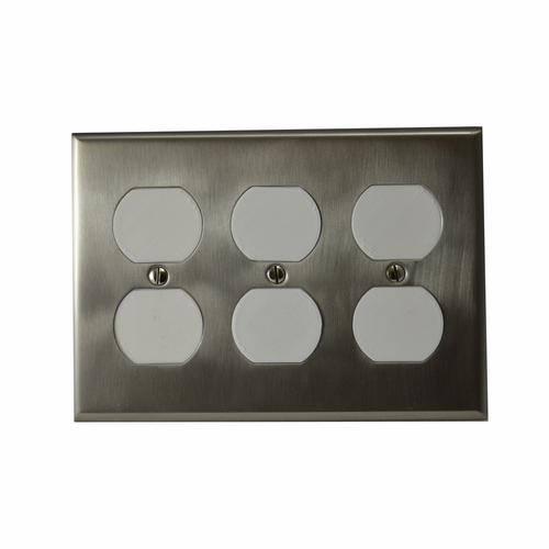 Residential Essentials 10833SN Triple Receptacle Switch Plate, Satin Nickel