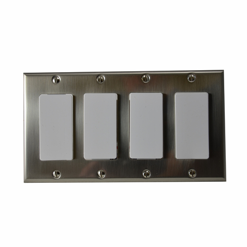 Residential Essentials 10843SN Quadruple GFI Switch Plate, Satin Nickel