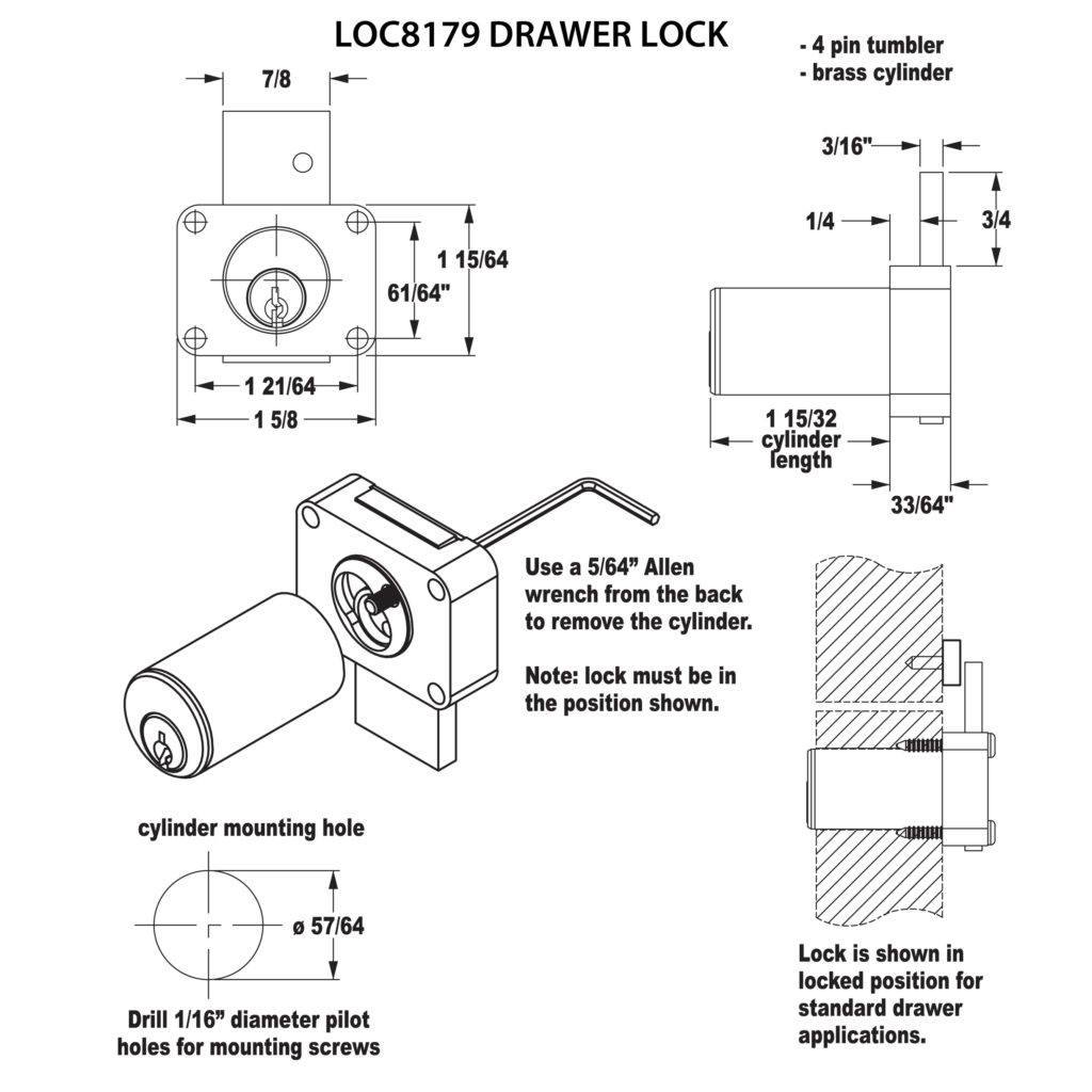 Richelieu LOC81791074 Drawer Locks - C8178 and C8179