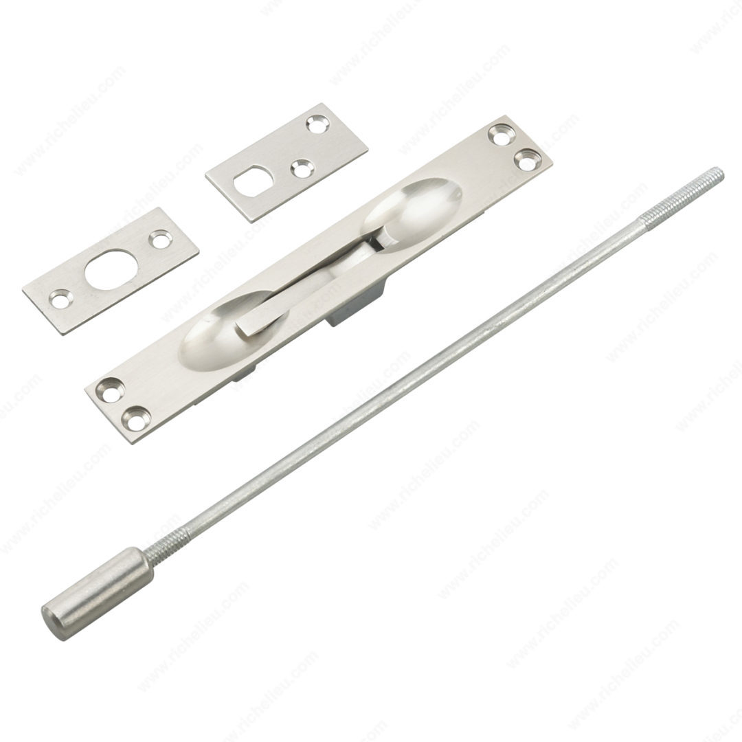 Richelieu 656 V 12 Long Flush Bolt for Metal Doors Brushed Nickel