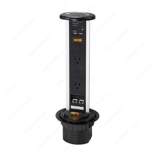 Richelieu 100492090 Richelieu Pop-Up Power Bar with 2 Outlets