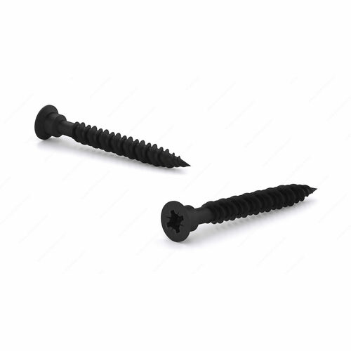 Richelieu 0077 Black Zinc-Plated Flat Funnel Head Wood Screw, Pozi Drive, Hi-Low Thread