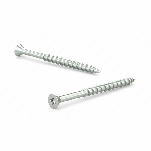 Richelieu FKCZ6114PRM1 Zinc-Plated Flat Head Wood Screw, Square Drive, Coarse Thread