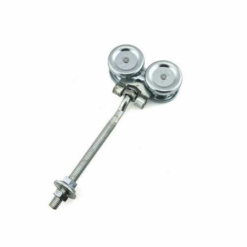 Richelieu 24651077XB Dual Axis Box Rail Hanger with Bushing Rollers and Offset Mounting Pin