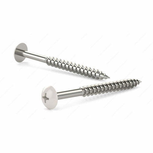 Richelieu TP3CW10212PR White Truss Head Wood Screw, Phillips Drive, Coarse Thread, Regular Point